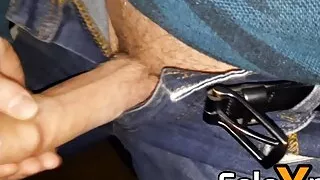 Stopping on the side of the road and jerking his dick with a nice orgasm in public - SoloXman