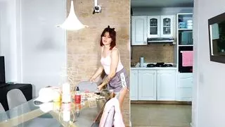 SIster Amor with Medium tits Rubbing her Shaved Pussy