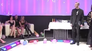 Slutty chicks sucking cocks in orgy