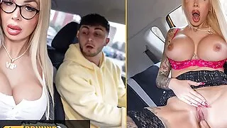 Fake Driving School - Hot Blonde busty MILF takes younger college age teen on a very driving test he will never forget