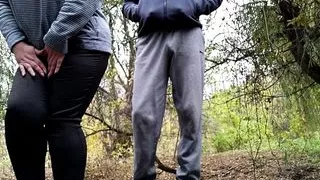 Milf after pissing on the street takes me away