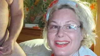 Nurse good care and swallows cum