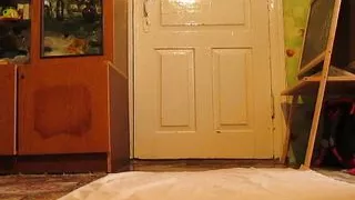 Beauty with a hairy pussy does exercises