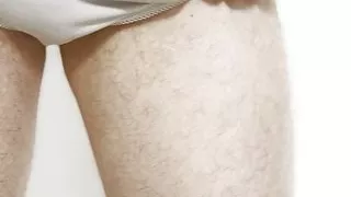 Teen boy tease with white string perfect ass