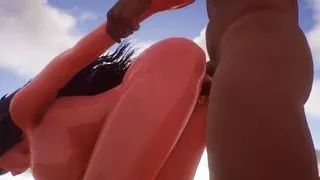 n the wild, hentai with a long-haired beauty and a muscular man 18+