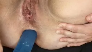 Ass to pussy dildo play