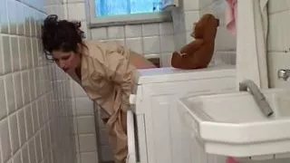 Sexy housewife masturbates in the shower as she is surprised and invited into wild sex with a big dick to stick